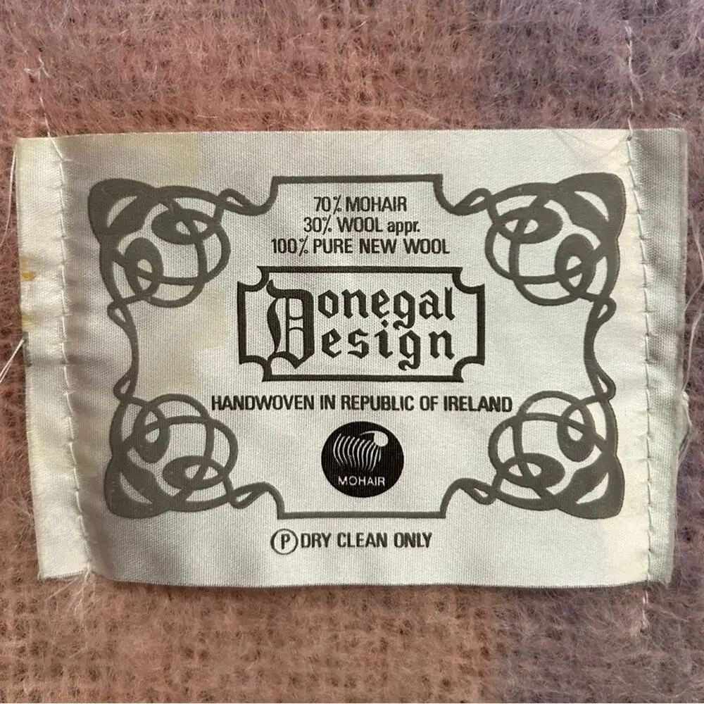 Donegal Design Mohair & Wool Blanket in a Dreamy Pastel Plaid, Made in Ireland